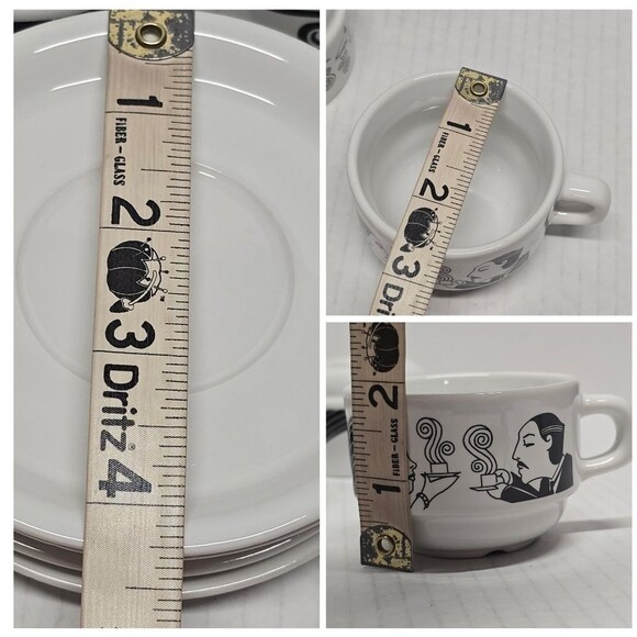 Set of Four Art Deco Flapper and Mustached Man Demitasse Cups and Saucers BRAZIL - Picture 8 of 9